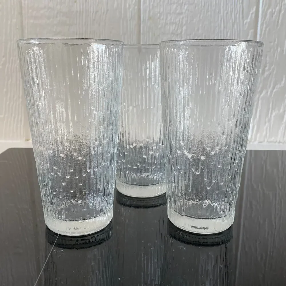 Finlandia Jeannette Icicle Tree Bark Tall Tumblers‎ PRISTINE